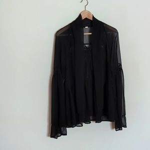 Free People Sheer and Lacey Black Blouse